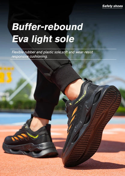 Zapatos de seguridad para hombre, zapatos de trabajo para hombre, zapatos transpirables, antideslizantes, con puntera de acero y antiperforación, zapatos de moda para hombre, zapatos deportivos para hombre.