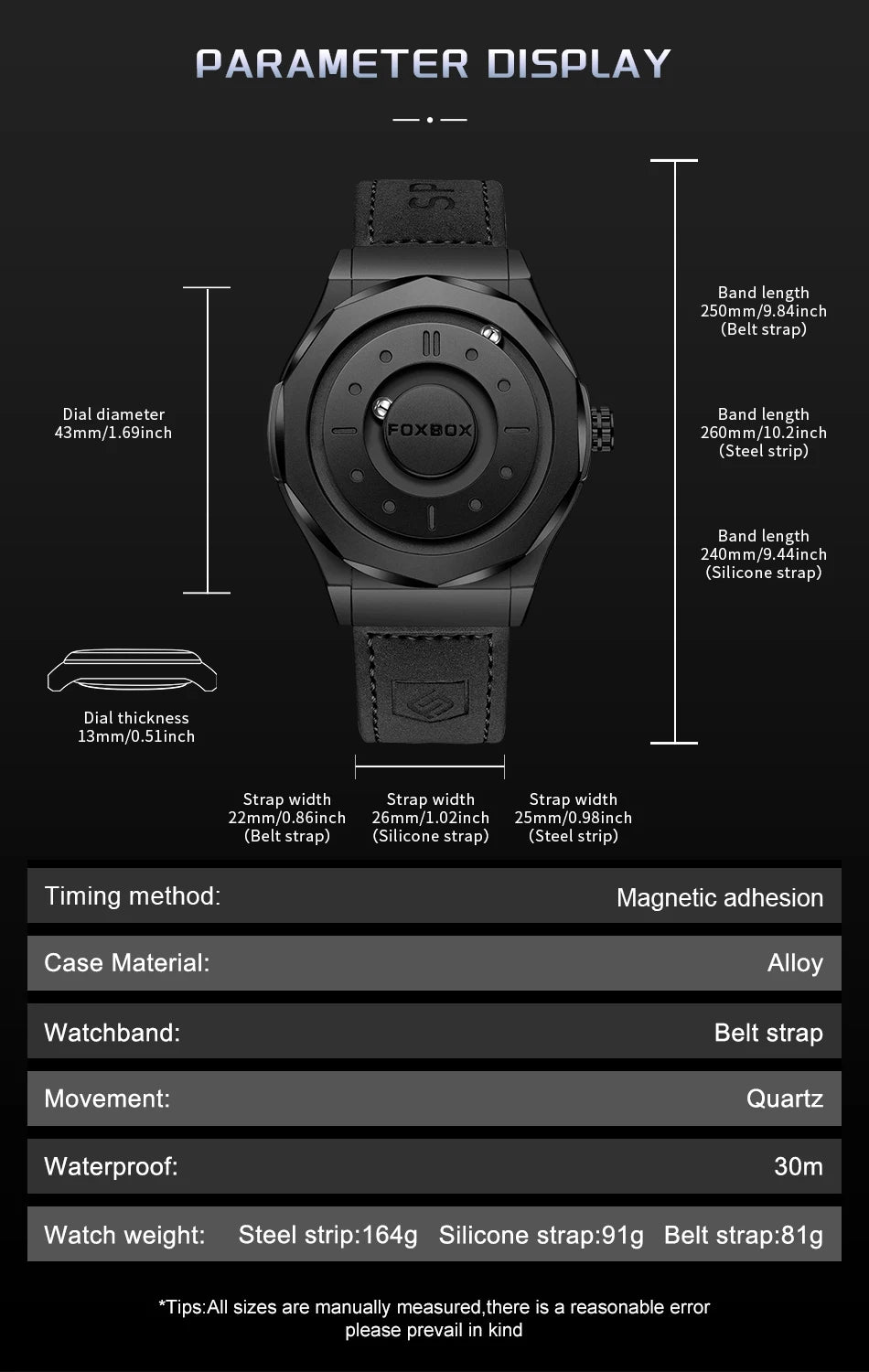 FOXBOX Reloj de negocios de lujo para hombre, resistente al agua hasta 30 m, diseño personalizado, correa de acero inoxidable, reloj de cuarzo para hombre, regalo de moda