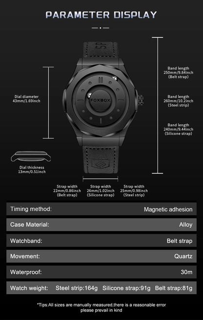 FOXBOX Reloj de negocios de lujo para hombre, resistente al agua hasta 30 m, diseño personalizado, correa de acero inoxidable, reloj de cuarzo para hombre, regalo de moda