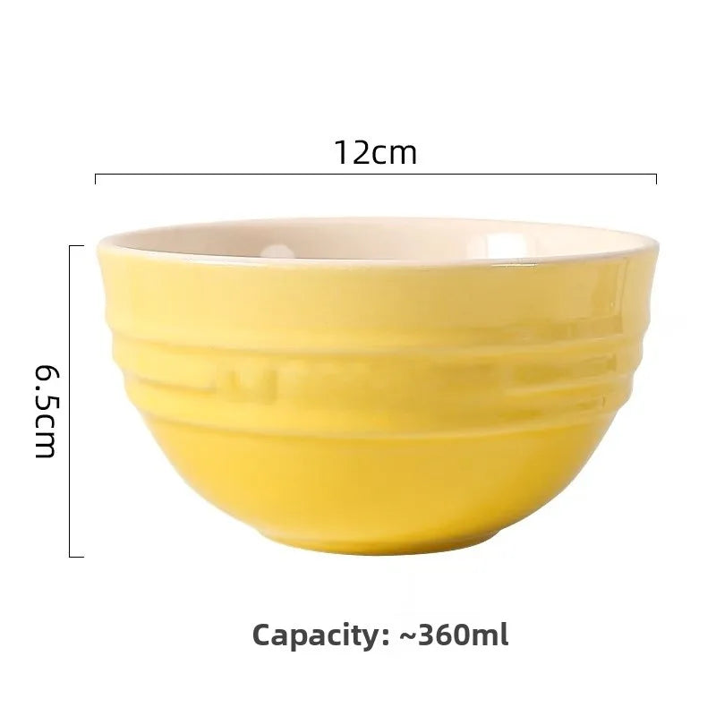 Cuenco de porcelana esmaltada de colores fríos Le Creuset, cuenco de arroz, cuenco para sopa con cara de arcoíris, cuenco francés con diseño de mono redondo para uso doméstico
