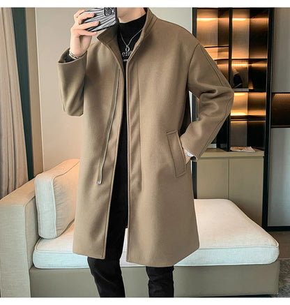 2025 Autumn Winter Men Long Coat Windbreaker Casual Loose  Solid Color Trench Men Fashion Korean Style Mens Jackets Outerwear