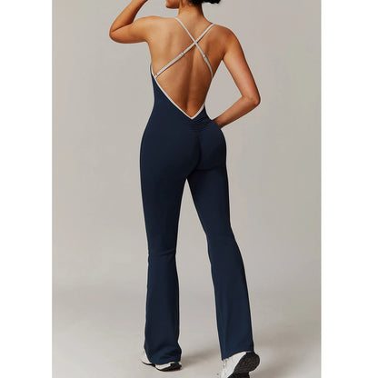 Conjunto de yoga, mono en V, conjunto de gimnasio, traje de entrenamiento de yoga para mujer, ropa deportiva, mono deportivo para mujer, monos de entrenamiento de fitness, espalda sexy
