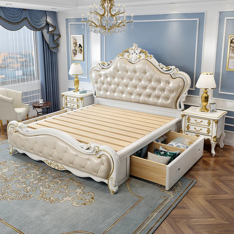 Cama doble europea de estilo minimalista, de lujo, moderna, ajustable, para matrimonio, muebles para el hogar.