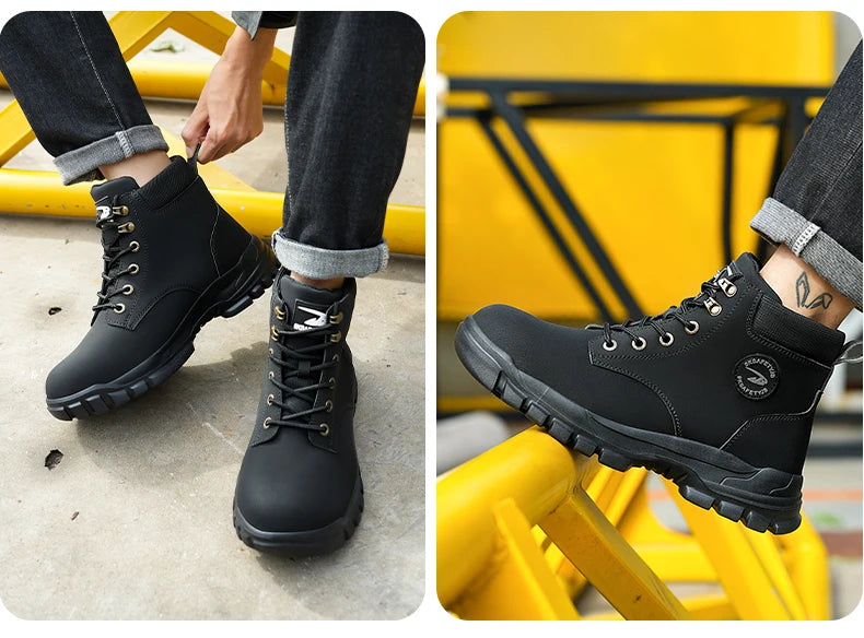 Zapatos con puntera de acero para hombre y mujer, zapatillas ligeras con puntera de acero antiaplastamiento, botas de trabajo indestructibles, calzado de seguridad para la construcción.
