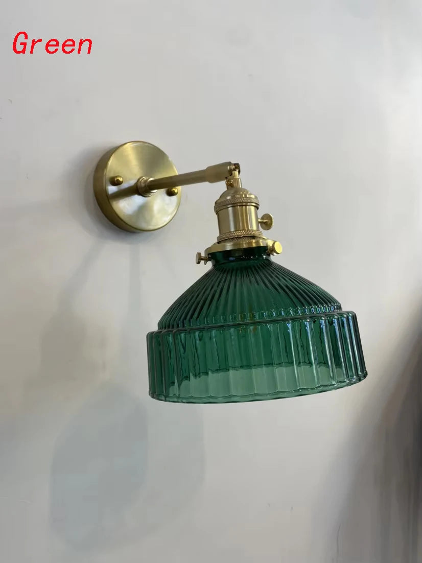 Iluminación para sala de estar, decoración de pared, personalidad nórdica, arte de vidrio verde, aire fresco transparente, espejo de pasillo, faro, faro para dormitorio