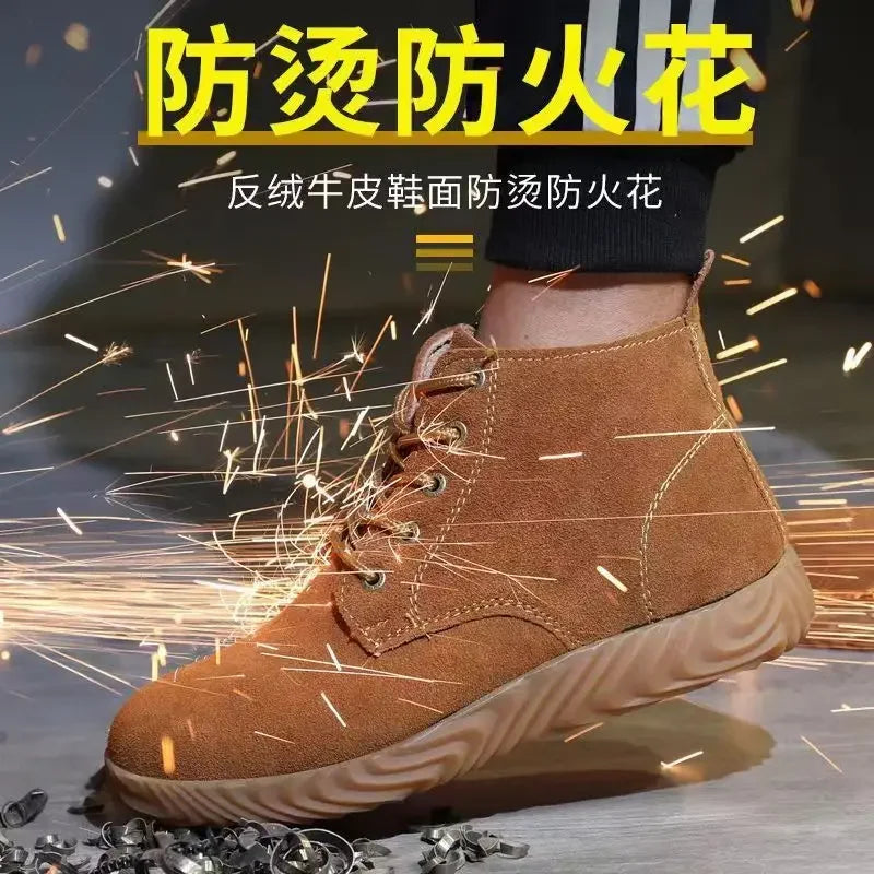 Calzado de seguridad laboral para hombres y mujeres. Antiaplastamiento, antiperforación, antideslizante y antiescaldaduras. Calzado de protección para soldadura eléctrica.