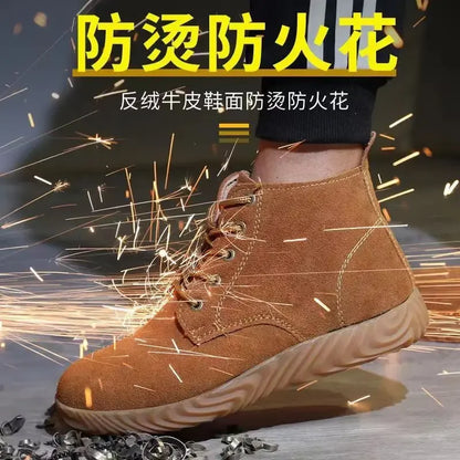 Calzado de seguridad laboral para hombres y mujeres. Antiaplastamiento, antiperforación, antideslizante y antiescaldaduras. Calzado de protección para soldadura eléctrica.