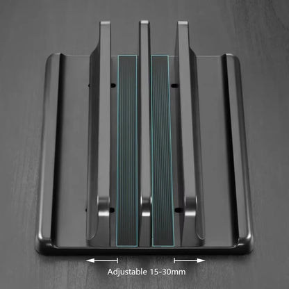 1 soporte vertical para portátil, ajustable, para tableta, teléfono, de plástico, para escritorio, almacenamiento de ordenador portátil, accesorio que ahorra espacio.