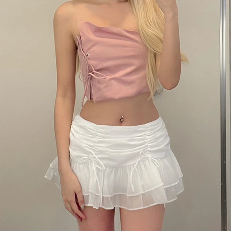 WhereMery - Minifalda plisada sexy para mujer, estilo liso, con perspectiva, cintura alta, informal, para discotecas y calles, vestidos cortos de verano