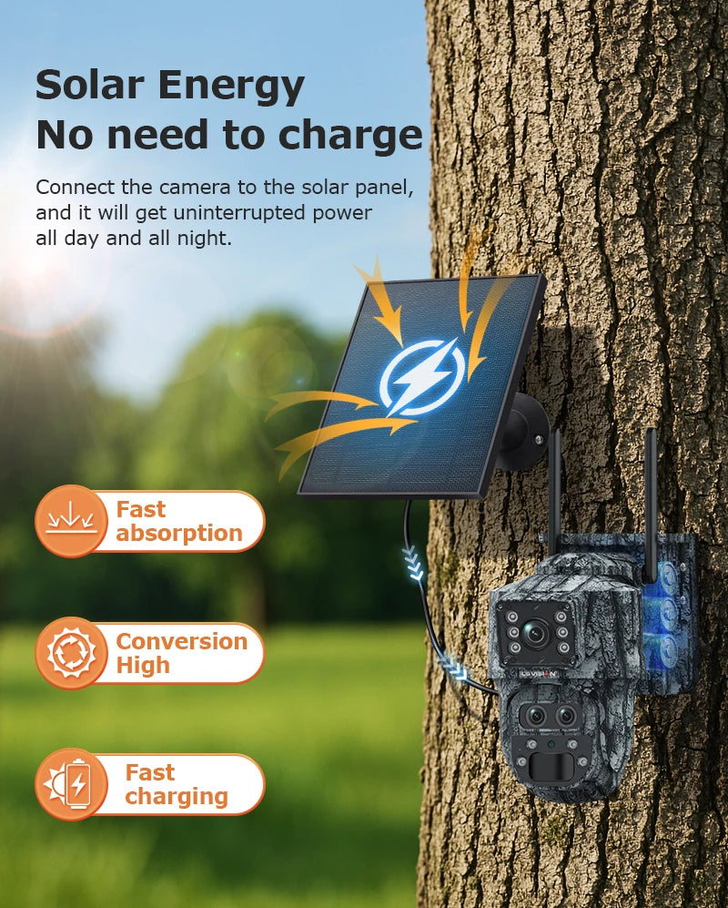 Cámara de seguridad solar inalámbrica LS VISION de 12 MP, 4G, zoom 15x, para exteriores, con doble pantalla, WiFi, detección humana PIR y sistema CCTV UBox.