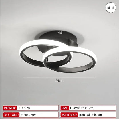 Lámpara de techo moderna de metal negro, araña de techo con luz tricolor para sala de estar, pasillo, balcón, decoración del hogar