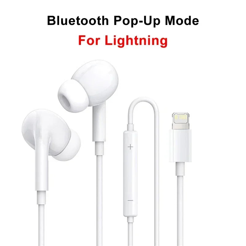 Auriculares originales con cable Bluetooth para Apple iPhone 14 Pro Max 13 12 11 X XS XR 8 7 6 Plus, accesorios para teléfono
