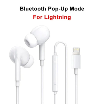 Auriculares originales con cable Bluetooth para Apple iPhone 14 Pro Max 13 12 11 X XS XR 8 7 6 Plus, accesorios para teléfono
