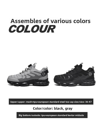 Zapatos de seguridad con puntera de acero LARNMERN para hombre y mujer, anchos, ligeros, cómodos, tipo tenis, de trabajo, coloridos.