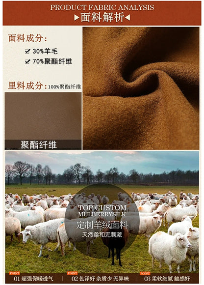 Abrigo de lana de doble cuello para hombre, elegante y moderno, ideal para otoño e invierno, estilo ejecutivo. Alta calidad. Abrigo de lana de moda para hombre de mediana edad.