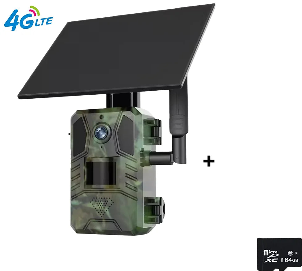 Cámara de rastreo 4G LTE con energía solar, 4MP, PIR, visión nocturna activada por movimiento, inalámbrica, celular, para caza de fauna silvestre Ucon