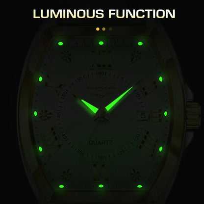 LIGE - Nuevos relojes militares para hombre, marca original de lujo, de cuero, de cuarzo, cronógrafo cuadrado resistente al agua