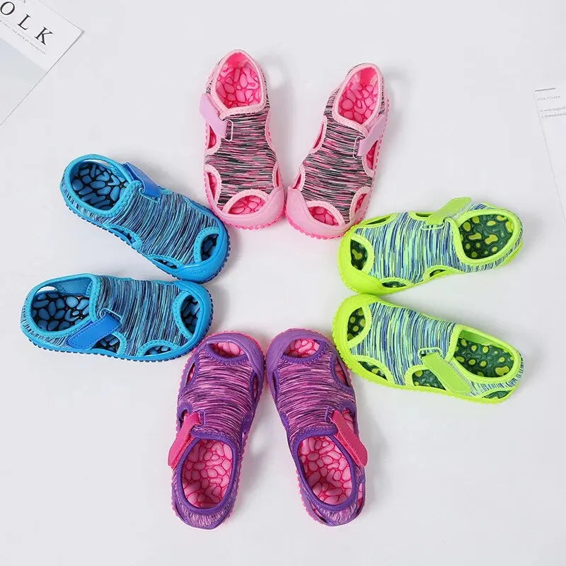 Sandalias para niños y niñas, deportivas con puntera de verano, zapatos de playa