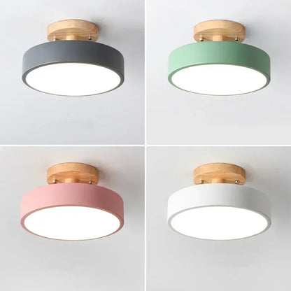 Lámparas de techo nórdicas para entrada, pasillo, balcón, madera, redondas, para guardarropa, comedor, estudio, dormitorio, baño, iluminación industrial.