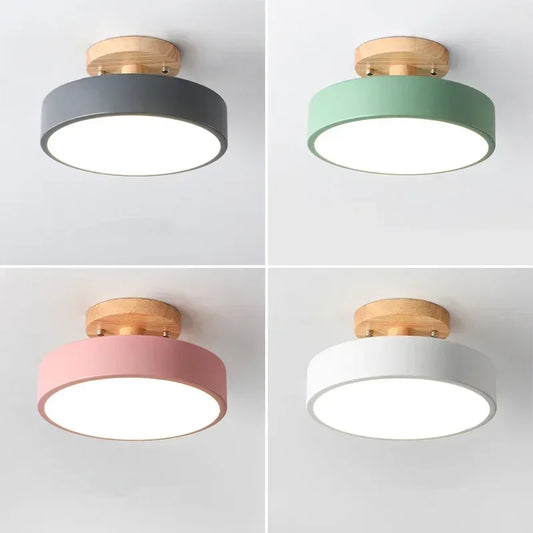 Lámparas de techo nórdicas para entrada, pasillo, balcón, madera, redondas, para guardarropa, comedor, estudio, dormitorio, baño, iluminación industrial.