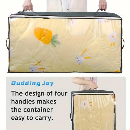 Caja de almacenamiento con tapa para mesita de noche, bolsa de almacenamiento debajo de la cama con ventana transparente y asas reforzadas para ropa y ropa de cama.