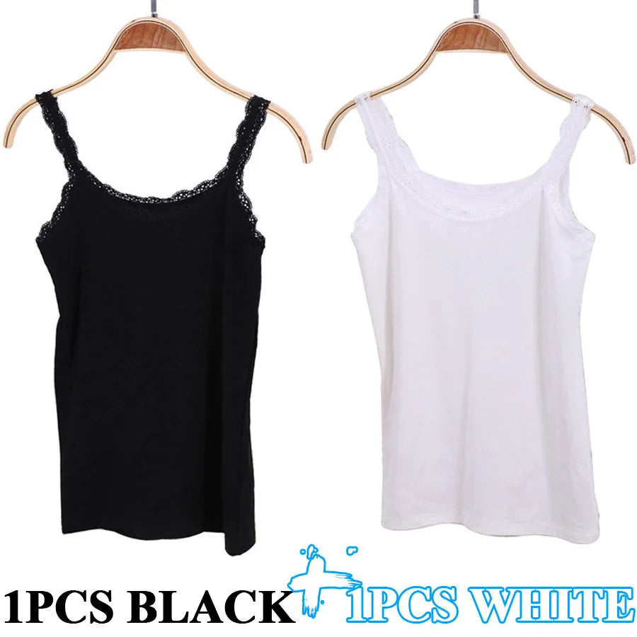 Camisola sexy de algodón suave para mujer, sin mangas, de encaje, ajustada, informal, corta, con encanto, ideal como regalo