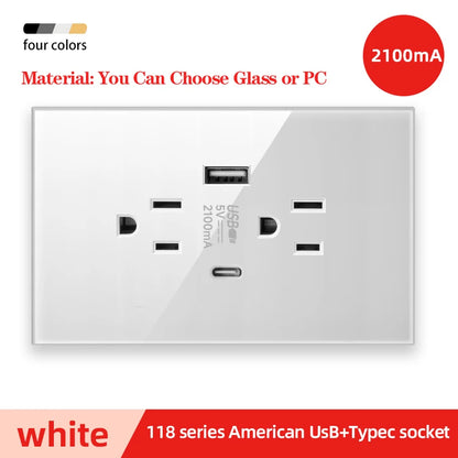 Adaptador de enchufe para electrodomésticos inteligentes Herepow Thailand, enchufe de pared USB doble estándar americano tipo C de 3,1 A con carga rápida.