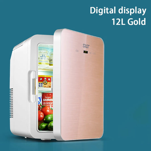 Mini refrigerador portátil de 12 litros para dormitorios de estudiantes, calefacción y refrigeración, cosméticos, coche, hogar, refrigeración y conservación de doble uso.