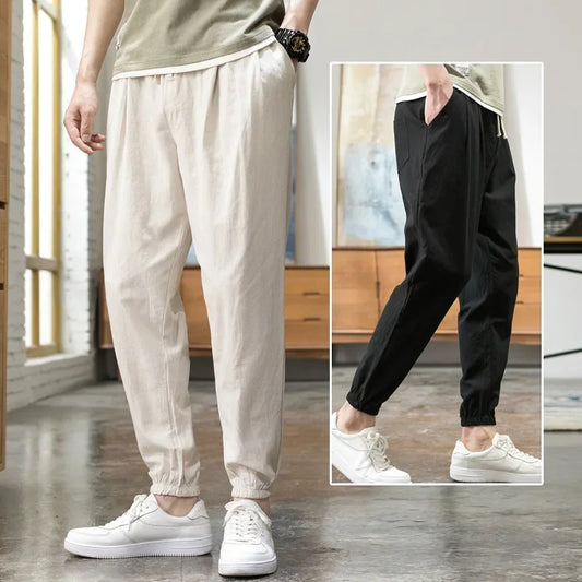 Pantalones casuales ligeros de primavera y verano para hombre, pantalones cortos coreanos de moda, pantalones cargo adelgazantes de pie pequeño para hombre