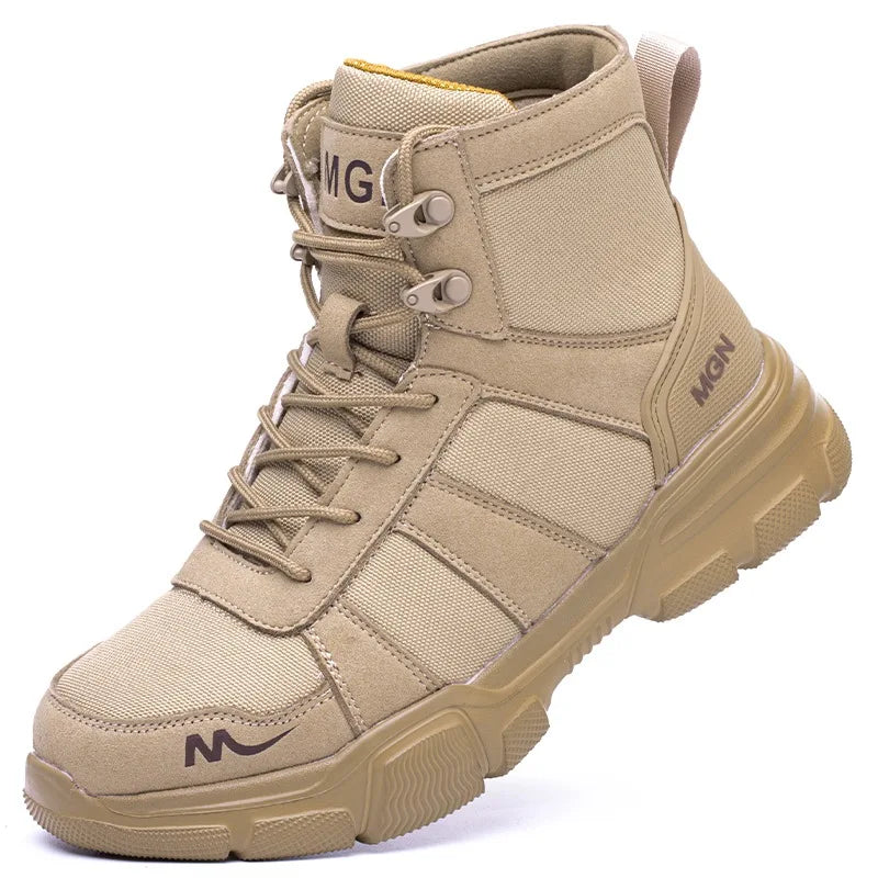 Botas de seguridad indestructibles para hombre, botas militares para exteriores, botas de trabajo antiaplastamiento y antipinchazos, calzado industrial para hombre, botas desierto.