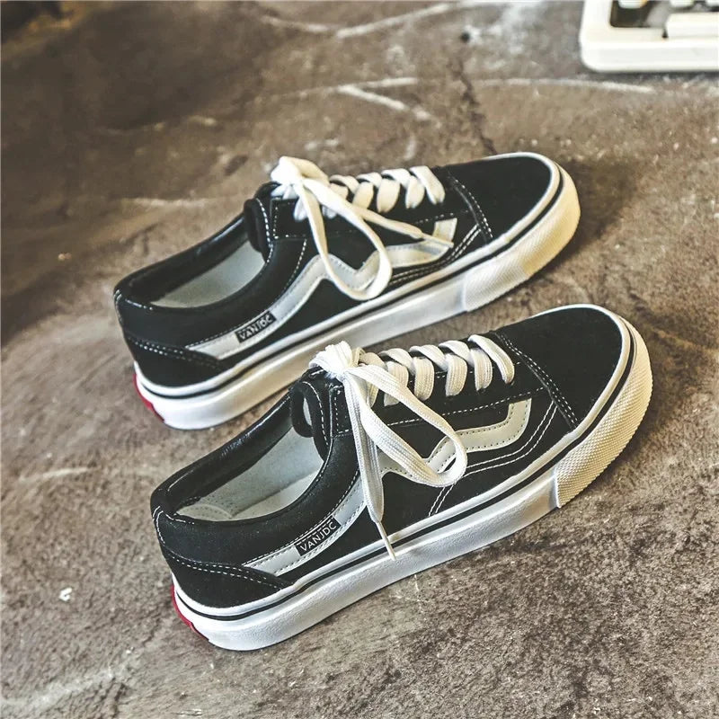 Zapatos de lona a cuadros blancos y negros originales, nuevos de otoño 2024, para mujer, estilo coreano, versátiles, de suela plana.