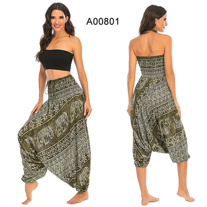 Bohemian Pants Women Pantalones Mujer Hippie High Waist Rayon Harem Baggy Boho Yoga Beach Wear Pour Femme Calca Feminina Printed