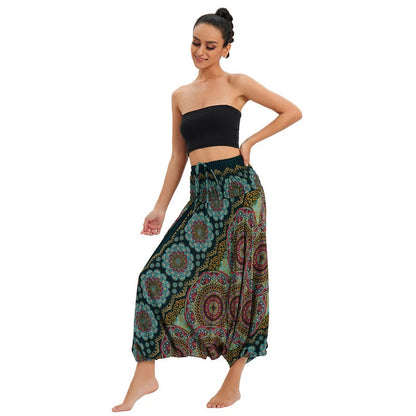 Bohemian Pants Women Pantalones Mujer Hippie High Waist Rayon Harem Baggy Boho Yoga Beach Wear Pour Femme Calca Feminina Printed