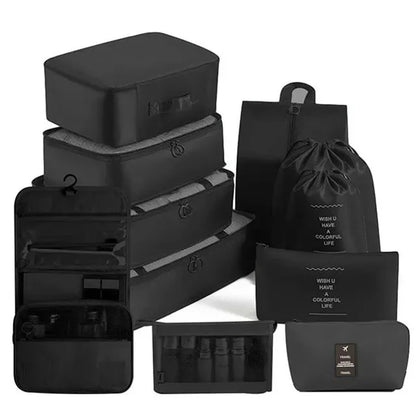 Juego de 11 bolsas organizadoras de viaje plegables, bolsas de almacenamiento, maletas, cubos de embalaje, estuches portátiles para ropa interior, zapatos, artículos de tocador