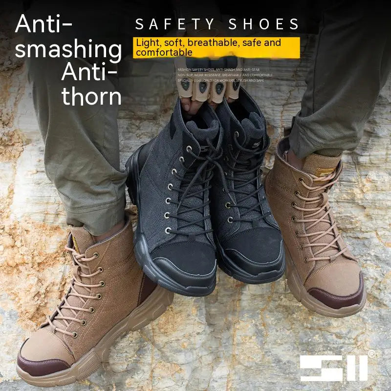 Botas de trabajo nuevas, indestructibles, zapatos de seguridad anti-aplastamiento, zapatos con puntera de acero para hombre, zapatillas a prueba de pinchazos, zapatos de trabajo antideslizantes.