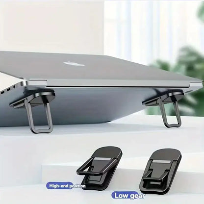 Mini soporte portátil de aleación de zinc para portátil, 2 unidades por juego, ángulos ajustables, plegable, invisible, para refrigeración de MacBook y Notebook.