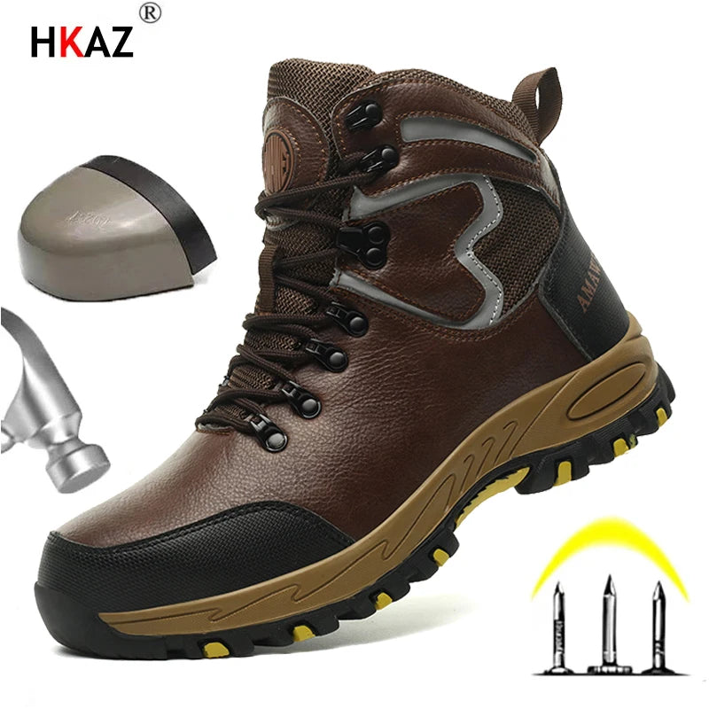Zapatos de seguridad de caña alta para hombre, zapatos de trabajo con puntera de acero, botas de seguridad para hombre y mujer, botas de trabajo antideslizantes, impermeables e indestructibles.