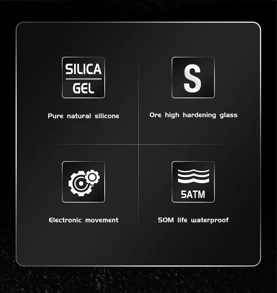 LIGE FOXBOX - Reloj electrónico deportivo informal de moda para hombre, con pantalla digital LED, resistente al agua hasta 50 m, alarma y fecha, con caja