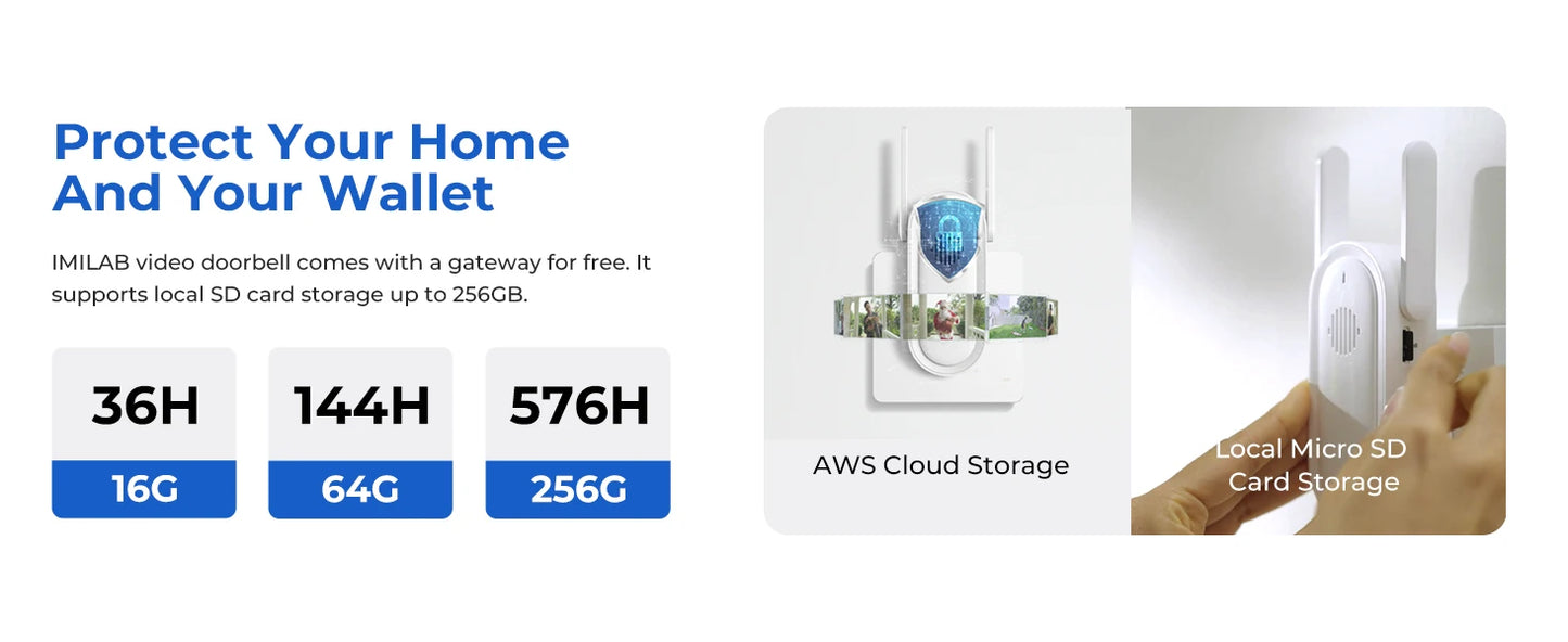 IMILAB Smart Home Video Doorbell Camera WiFi 2.5K Security Protection Human Detection Local Storag Instant Alert 5200mAh