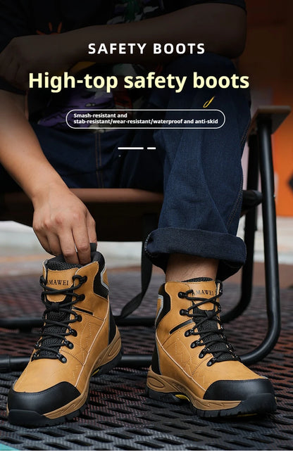 Botas de seguridad para hombre, con punta de acero, antiperforación, anticaídas, indestructibles, antideslizantes, impermeables