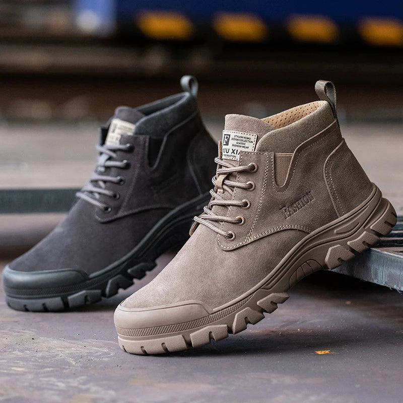 Zapatos de seguridad para hombre, antiperforación, indestructibles, zapatos de trabajo de moda, zapatos de trabajo para exteriores, botas con puntera de acero.