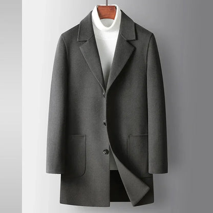Brand Top Quality Double-Sided Woolen Men's Coat Autumn Winter Business Casual 71.8% Wool Male Medium Long Hommnre Coat