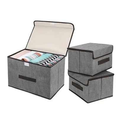 Caja de almacenamiento plegable de tela no tejida gris para artículos del hogar, ropa interior, calcetines y juguetes para niños, organizador de cosméticos.