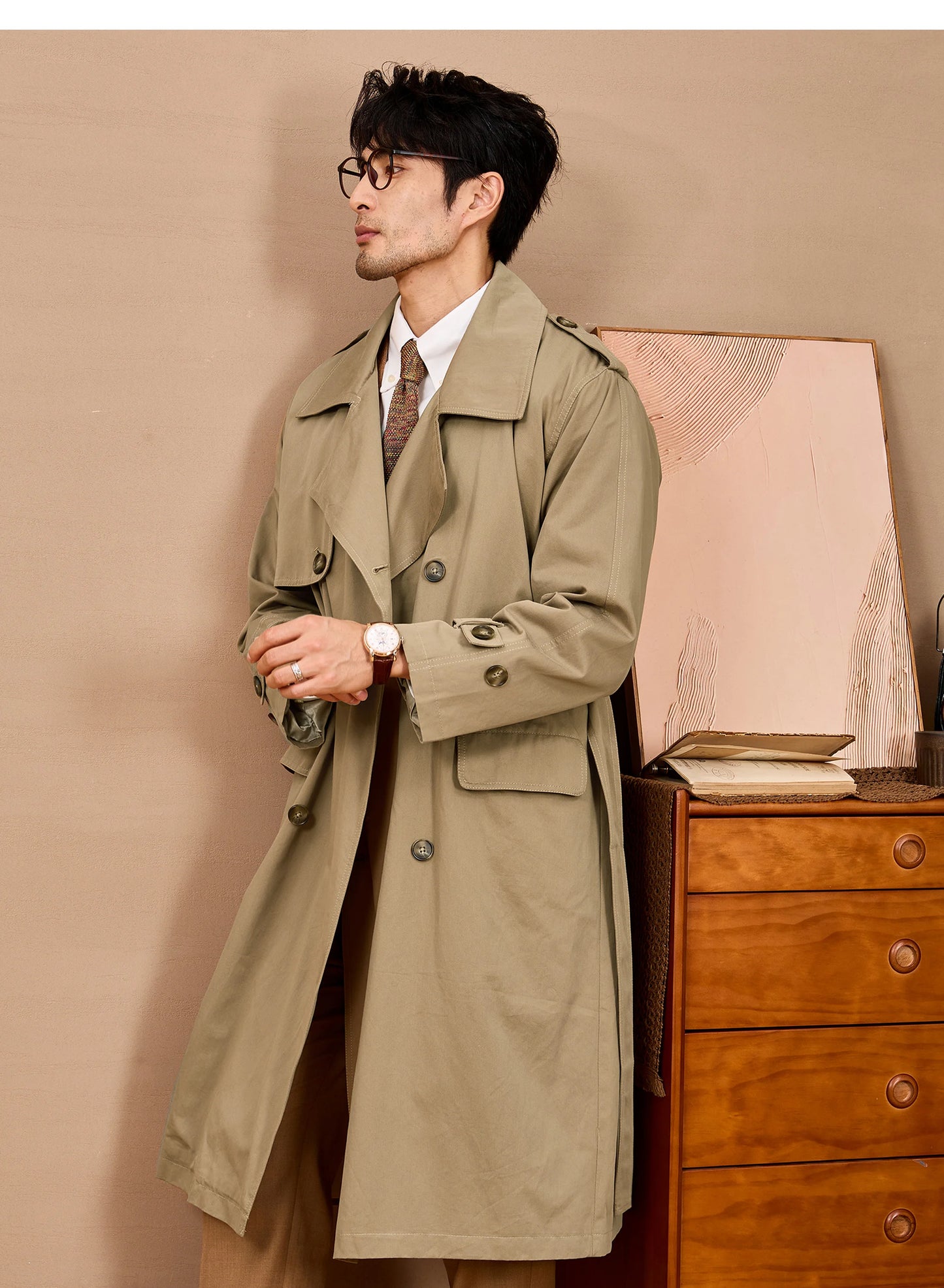 Gabardina larga negra y caqui de Mauroicardi para hombre, primavera/otoño, con hombreras, doble botonadura, estilo británico elegante, moda 2025