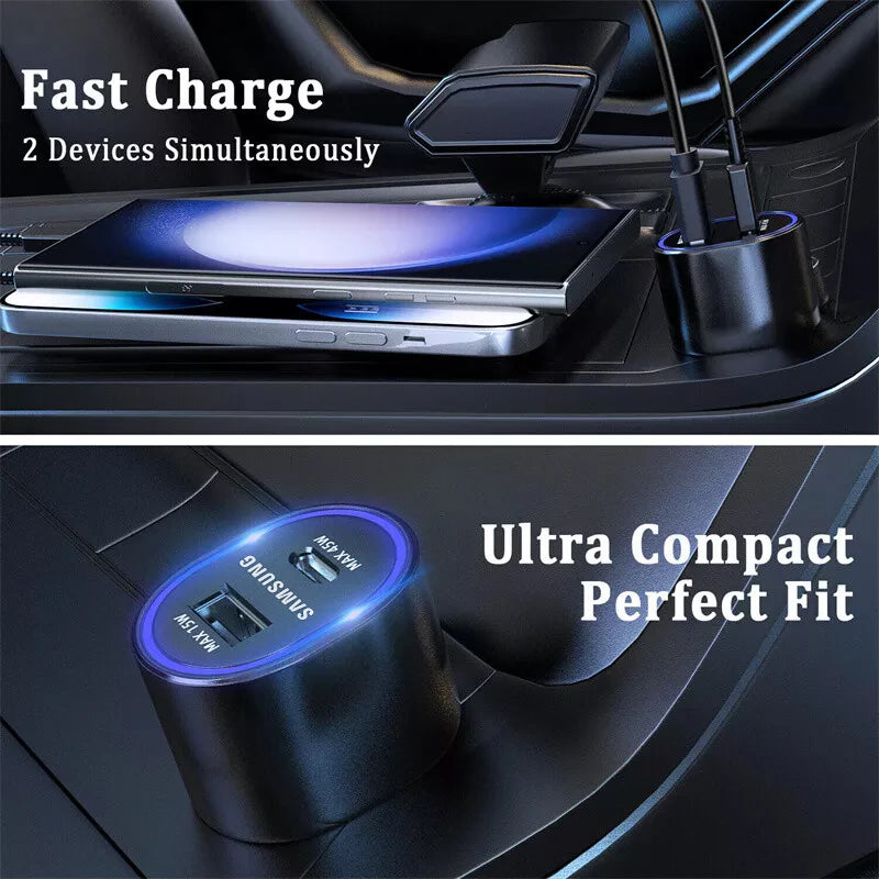 Cargador de coche original Samsung de 45 W, tipo C PD, carga rápida, Samsung S25, S24, S23 Ultra Plus, S22, S21 FE, A54, A55, Z Flip, Z Fold 7, 6, 5, 4