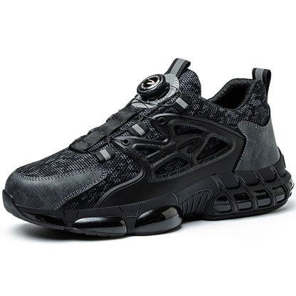 Zapatillas ligeras y transpirables con punta de acero para hombre, calzado de seguridad con protección antigolpes y antiperforación, con botones giratorios.