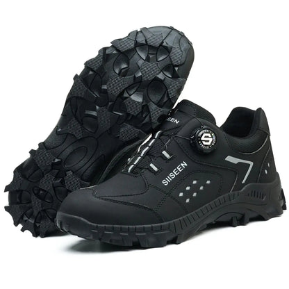 Botas de seguridad con puntera de acero para hombre - Calzado de trabajo resistente a perforaciones, antideslizante y duradero para la construcción y uso industrial en exteriores.