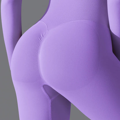 Leggings deportivos de yoga para mujer, sin costuras, cintura alta, elásticos, color sólido, para gimnasio, correr, secado rápido, realce y efecto moldeador.