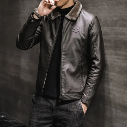 Abrigo de piel sintética de felpa para hombre, informal, a la moda, ajustado, cortavientos, de terciopelo, cálido, talla 4XL