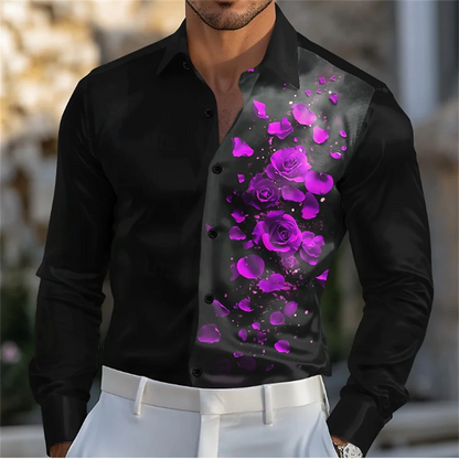 2025 Men's Printed Casual Comfortable Button Long Sleeve Shirt Party Gift Four Seasons Collar High Quality Shirt